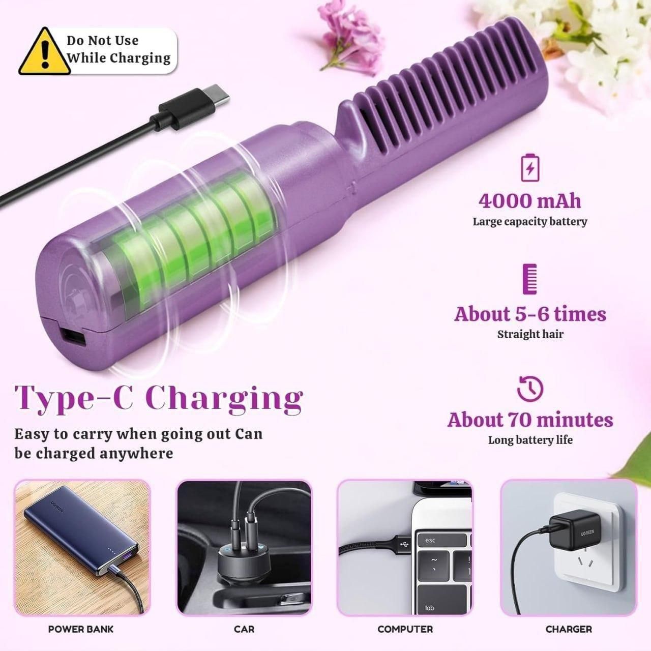 Meneflix™ Pocket Stylist: Cordless Rechargeable Mini Hair Straightener