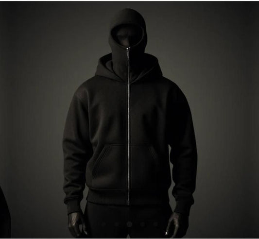 ShadowPro™ Stealth Hoodie – Built-In Mask & Full-Zip Protection