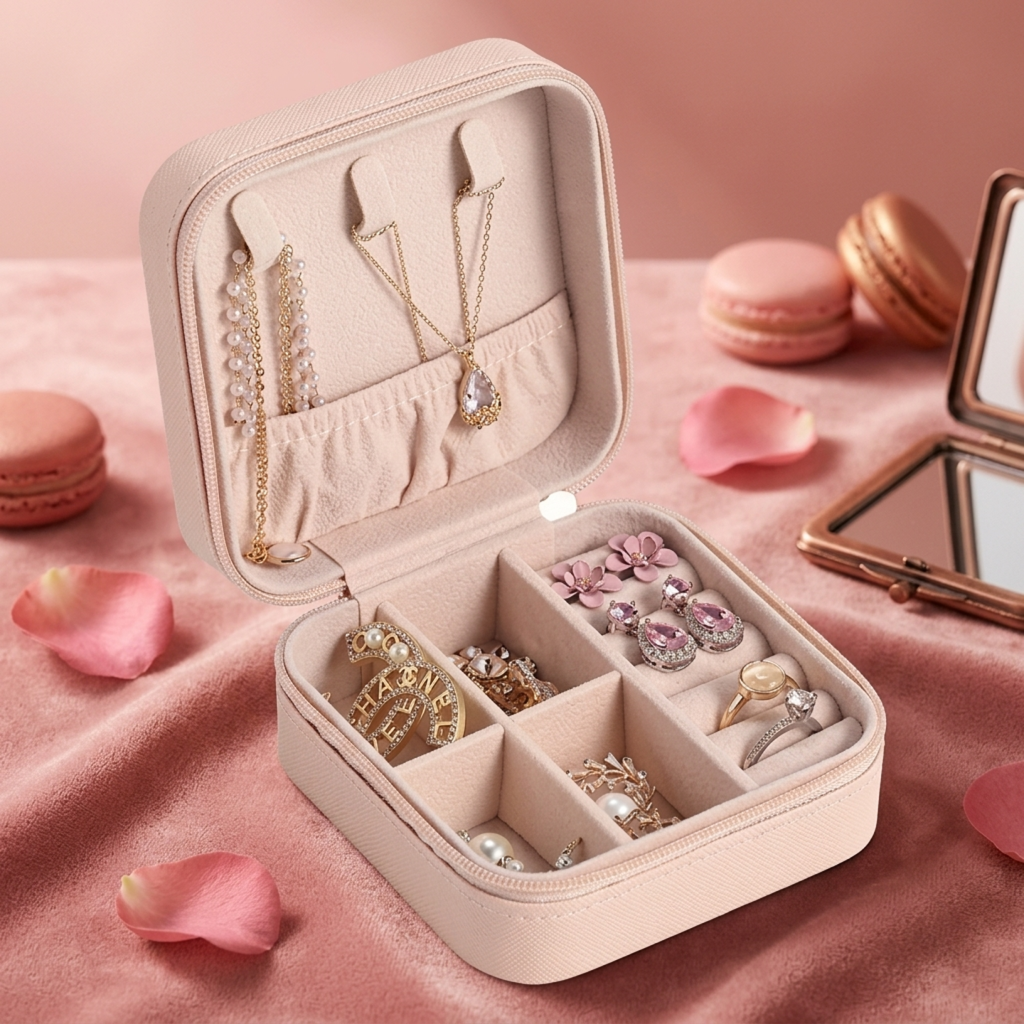The "Grace" Collection: Compact Leather Jewelry Organizer