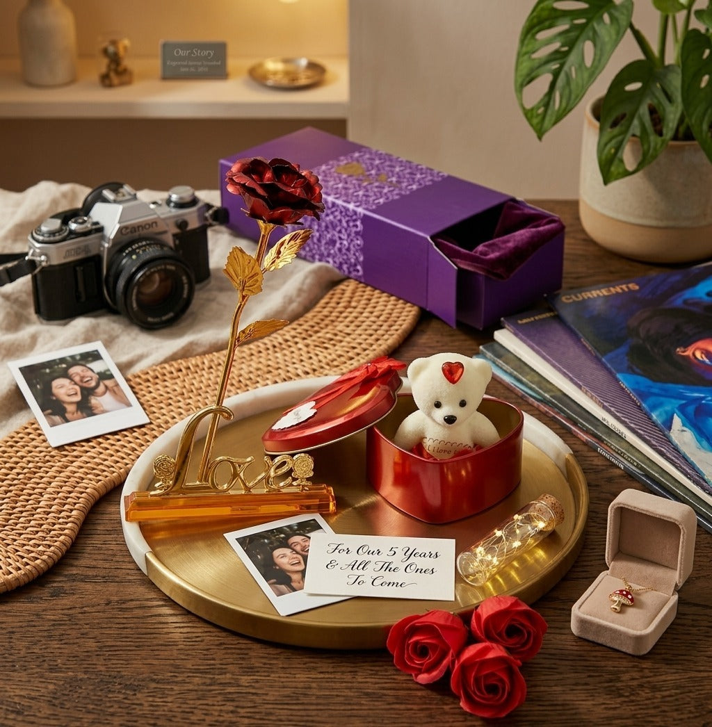 The "Forever Yours" Romantic Bundle: Gold-Dipped Rose & Keepsakes